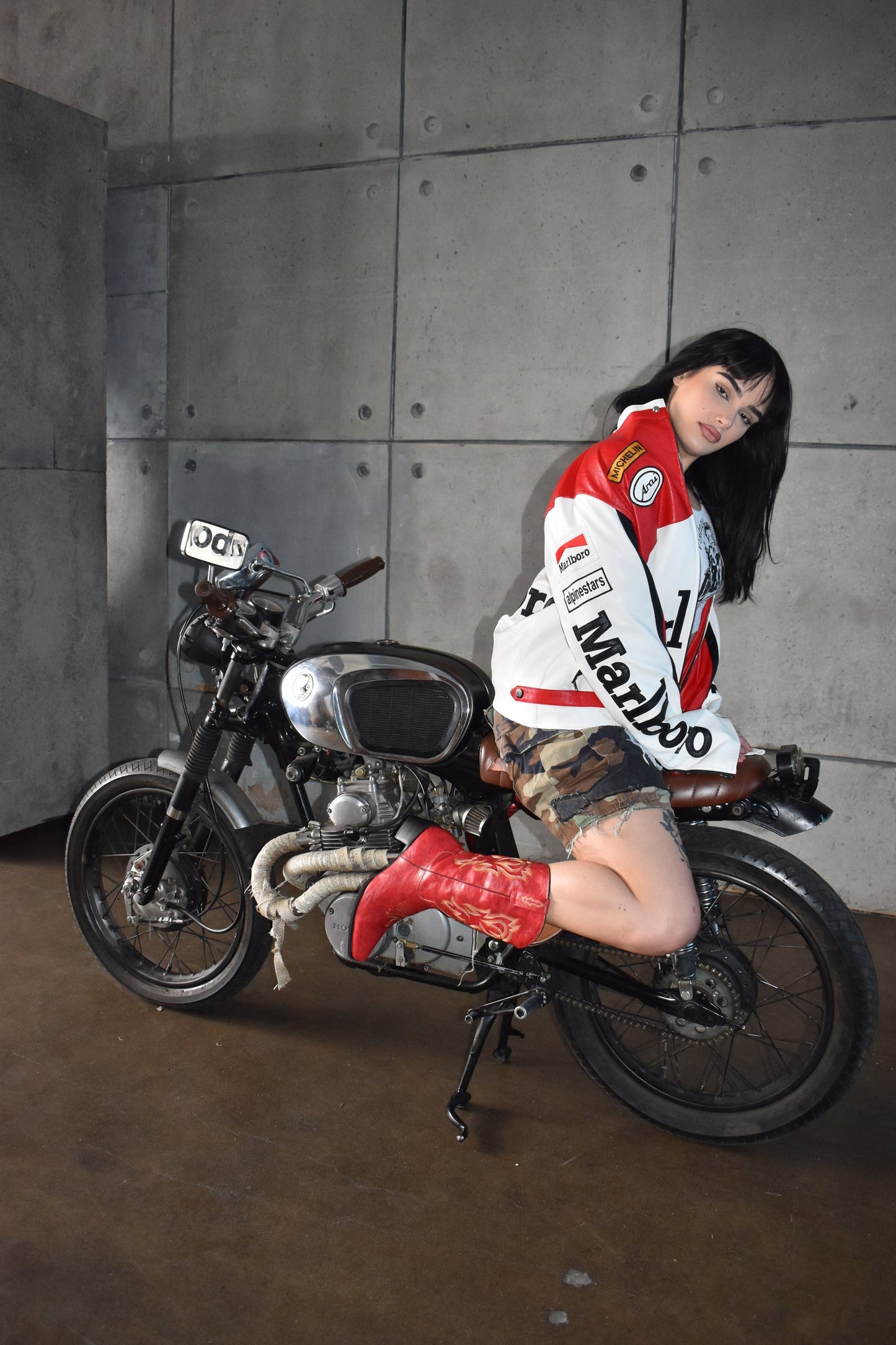 Leather Racing Jacket Marboro