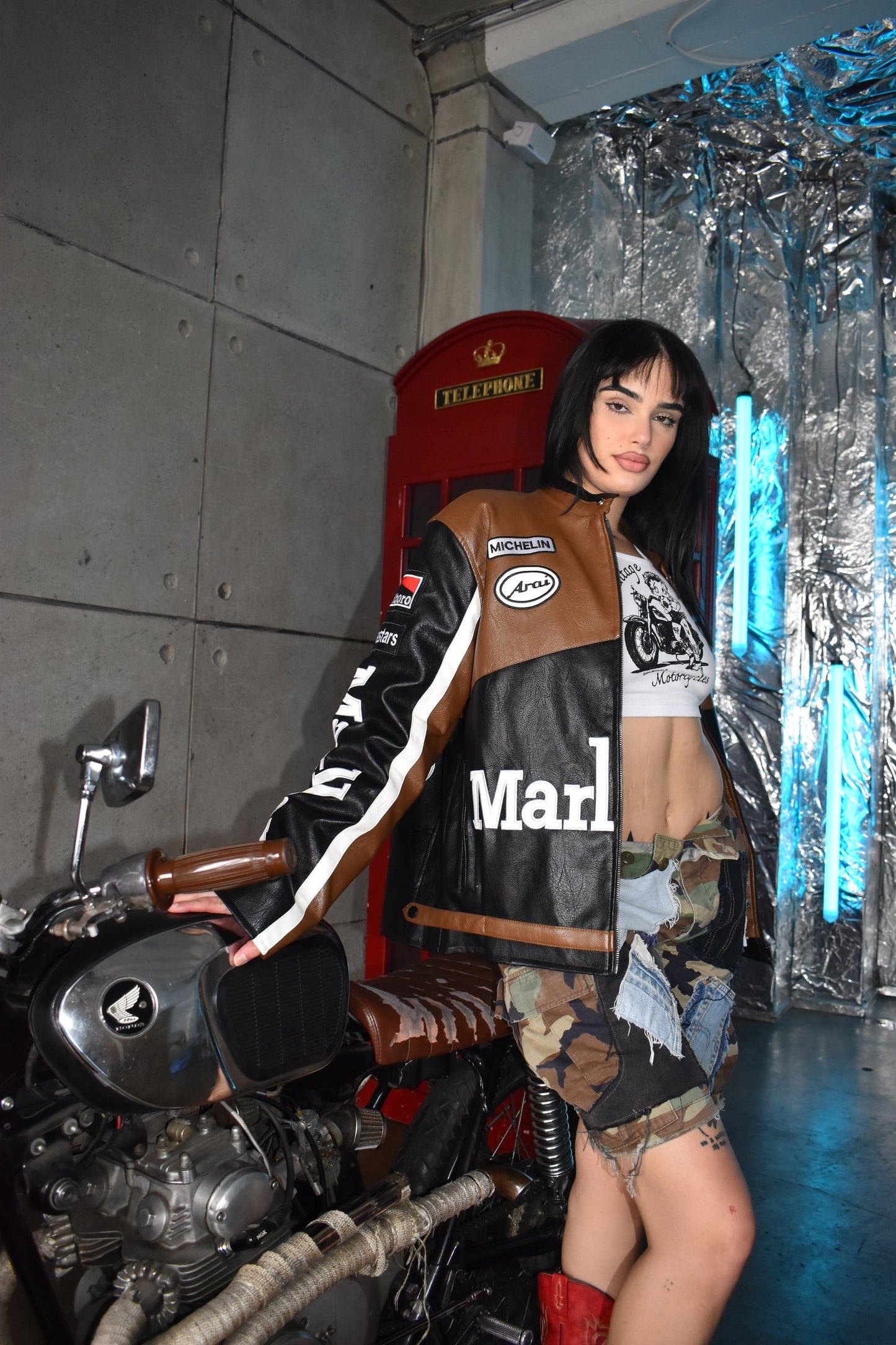 Leather Racing Jacket Marboro